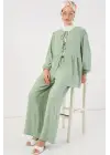 Önü Bağcıklı Tunik Pantolon İkili Takım 6744 - Mint