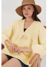 Önü Bağcıklı Uzun Kol Bluz 946 - Sarı
