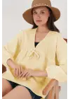 Önü Bağcıklı Uzun Kol Bluz 946 - Sarı