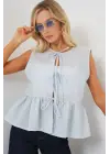 Önü Bağlamalı Bluz 961 - Mavi