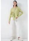 Önü Bağlamalı Çizgili Gömlek 20362 - E.Yeşil