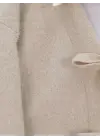 Önü Bağlamalı Kırçıllı Kaşe Ceket -Bej
