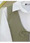 Önü Bağlamalı Yelek Pantolon İkili Takım -Haki
