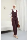 Önü Bağlamalı Yelek Pantolon İkili Takım    -K. Bordo