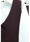 Önü Bağlamalı Yelek Pantolon İkili Takım    -K. Bordo