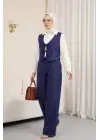 Önü Bağlamalı Yelek Pantolon İkili Takım    -Lacivert