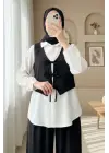 Önü Bağlamalı Yelek Pantolon İkili Takım   -Siyah