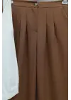 Önü Bağlamalı Yelek Pantolon İkili Takım    -Taba