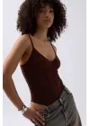 Önü Büzgülü Askılı Bodysuit