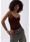 Önü Büzgülü Askılı Bodysuit