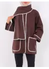 Kahve Düğmeli Atkılı Cepli Ceket