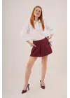 Omarı Detaylarıyla Şık Bordo Mini Şort Etek