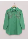 Önü Pul Payetli Uzun Gömlek  -Orman Yş.