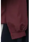 Önü Ve Omuzu Fırfır Detaylı Poplin Gömlek Bluz -Bordo