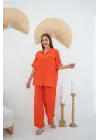 Oranj Gömlek Ve Pantolon Takım