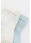 Omarı Organik Penye Soket Çorap - Mavi Ekru