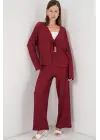 Örme Bluz Pantolon İkili Takım 30052 - Bordo