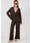 Örme Bluz Pantolon İkili Takım 30052 - Kahverengi