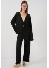 Örme Bluz Pantolon İkili Takım 30052 - Siyah