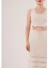 Omarı Örme Detaylı Krem Takım