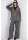 Örme Kimono Pantolon İkili Takım 30067 - Gri