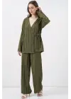 Örme Kimono Pantolon İkili Takım 30067 - Haki