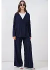 Örme Kimono Pantolon İkili Takım 30067 - Lacivert