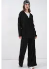 Örme Kimono Pantolon İkili Takım 30067 - Siyah