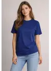 Osy Modal Yumuşak Dokulu Kumaş Bisiklet Yaka T-shirt - Lacivert