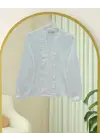 Oval Kesim Tensel Cupra Gömlek  -Beyaz