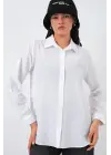 Oversize Basic Gömlek 20349 - Beyaz
