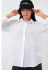 Oversize Basic Gömlek 20349 - Beyaz