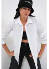 Oversize Basic Gömlek 20349 - Beyaz