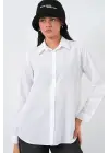 Oversize Basic Gömlek 20349 - Beyaz