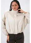 Oversize Bomber Şişme Mont 5124 - Ekru