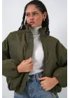 Oversize Bomber Şişme Mont 5124 - Haki