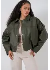 Oversize Deri Ceket 1055 - Haki