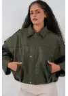 Oversize Deri Ceket 1055 - Haki