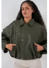 Oversize Deri Ceket 1055 - Haki