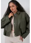 Oversize Deri Ceket 1055 - Haki