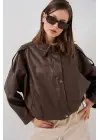 Oversize Deri Ceket 1055 - Kahverengi