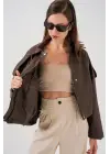 Oversize Deri Ceket 1055 - Kahverengi