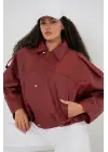 Oversize Deri Ceket 1055 - Kiremit