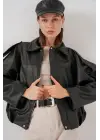 Oversize Deri Ceket 1055 - Siyah