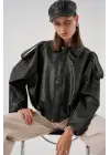 Oversize Deri Ceket 1055 - Siyah