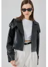 Oversize Deri Mont Ceket 1047 - Siyah