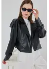 Oversize Deri Mont Ceket 1047 - Siyah