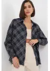 Oversize Desenli Gömlek 20372 - Lacivert
