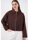 Oversize Fermuarlı Ceket 0735 - Kahverengi