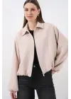 Oversize Fermuarlı Ceket 0735 - Krem